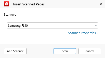 PDF Extra: choosing scanner device